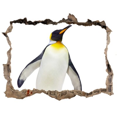 Wandsticker 3D doorkijk Pinguïn in een gat in de muur