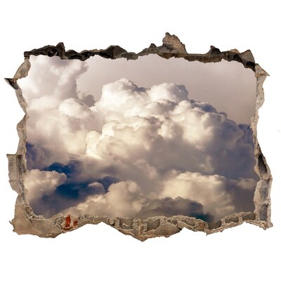 Zelfklevende 3D wandsticker illusie Wolken achter de muur