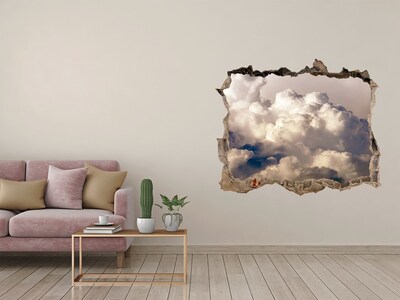 Zelfklevende 3D wandsticker illusie Wolken achter de muur