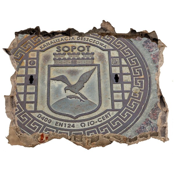 Zelfklevende muursticker 3D gat Sopot – Gemeentelijk riooldeksel