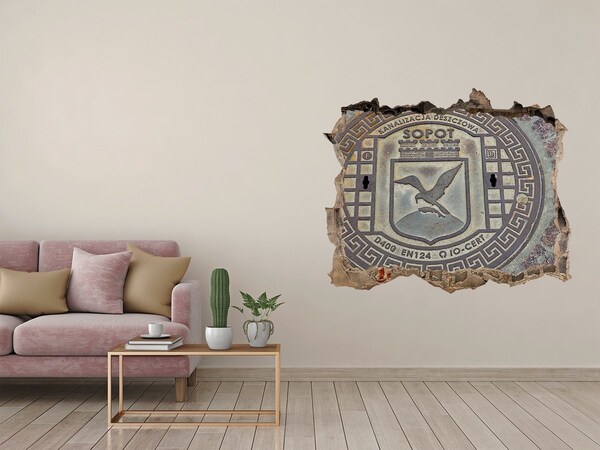 Zelfklevende muursticker 3D gat Sopot – Gemeentelijk riooldeksel