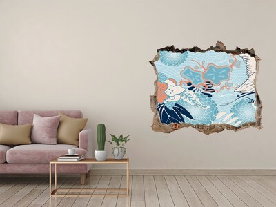 Zelfklevende 3D wandsticker illusie De onderwaterwereld van koralen