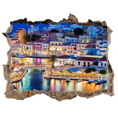 Wandsticker 3D doorkijk Een pittoresk kuststadje