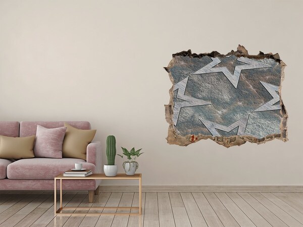 Zelfklevende muursticker 3D gat Gebroken muur met sterren