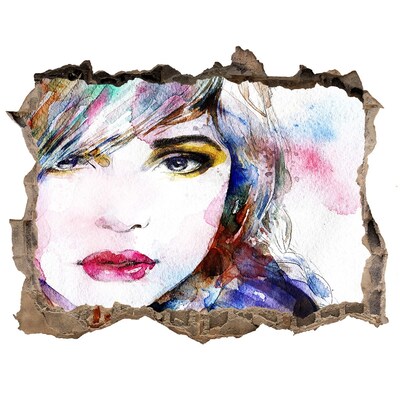 Dziura 3d fototapeta na ścianę Portret w rozbitym murze