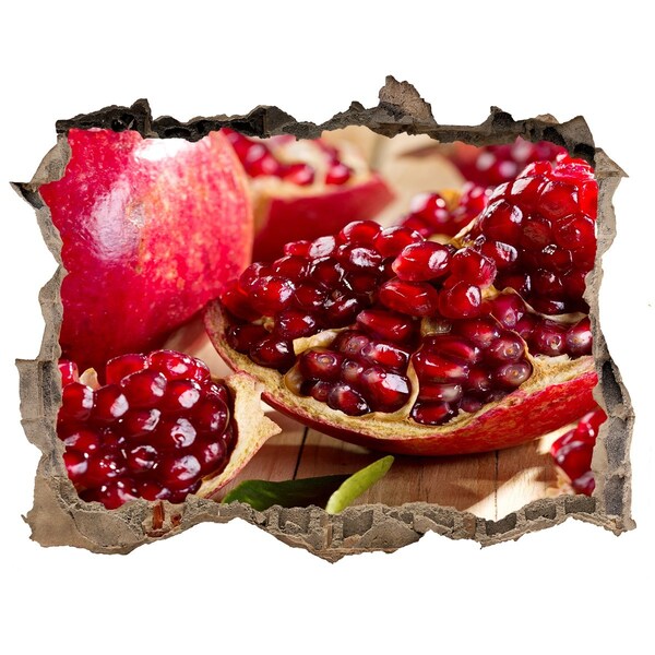 Zelfklevende muursticker 3D gat Granaatappel in een gat in de muur