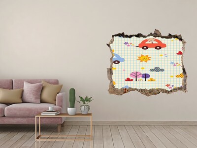 Zelfklevende 3D wandsticker illusie Een kinderwereld vol vreugde