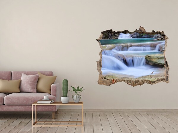 Zelfklevende 3D wandsticker illusie Waterval tussen de rotsen