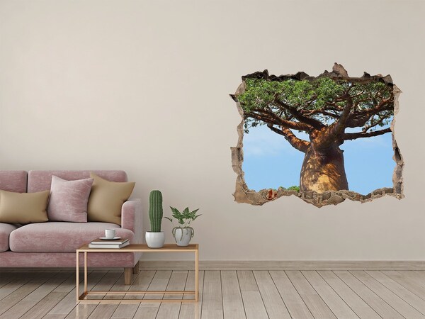 Zelfklevende muursticker 3D gat Baobab in een gat in de muur