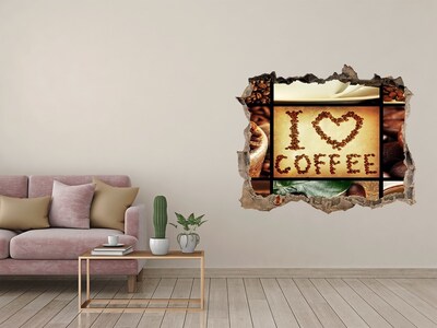 Wandsticker 3D doorkijk Koffie in het hart