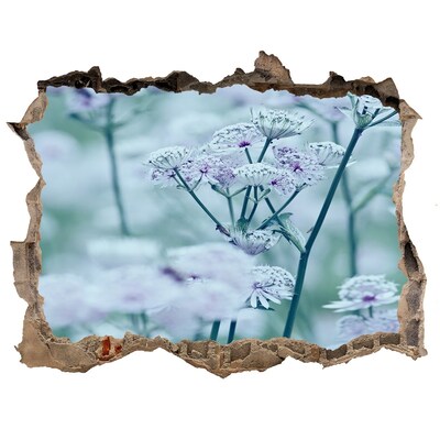 Zelfklevende muursticker 3D gat Bloemen tussen de ingestorte muur