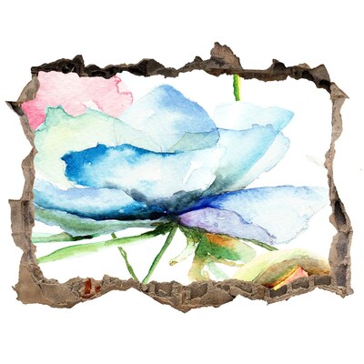 Wandsticker 3D gat met uitzicht Een bloemendroom in beton.