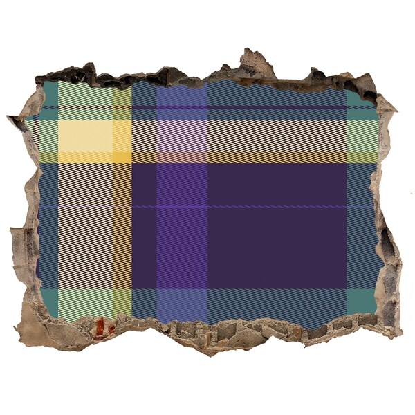 Wandsticker 3D doorkijk Geruit patroon op de muur