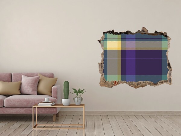 Dziura 3d fototapeta naklejka Wzór w kratę na ścianie