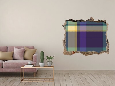 Dziura 3d fototapeta naklejka Wzór w kratę na ścianie