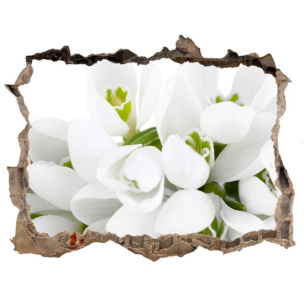 Zelfklevende 3D wandsticker illusie Bloemen in beton