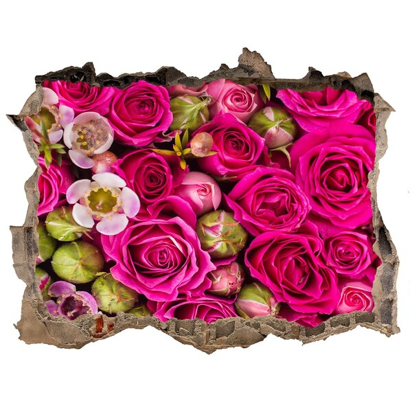 Wandsticker 3D doorkijk Een explosie van rozen