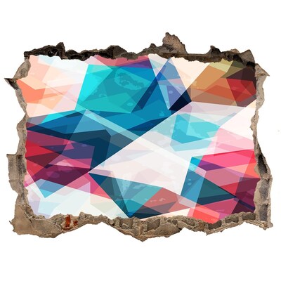 Zelfklevende muursticker 3D gat Kleurrijke kristallen wereld