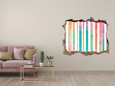 Zelfklevende 3D wandsticker illusie Kleurrijke geometrie achter het gat in de muur