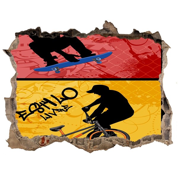 Foto zdjęcie dziura na ścianę Skateboarding w akcji