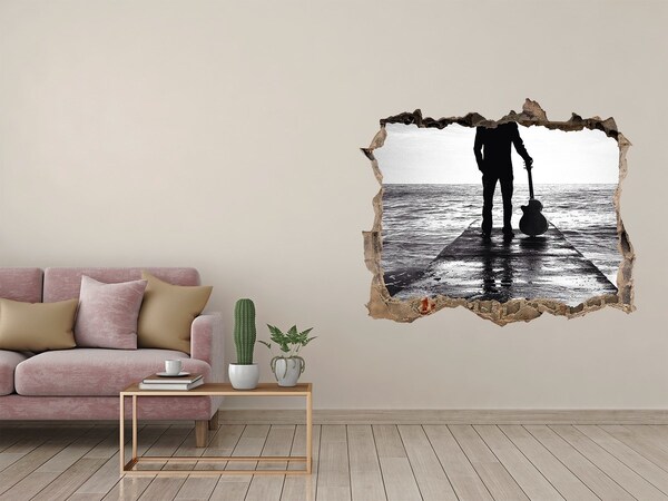 Fototapeta dziura na ścianę Muzyk na molo
