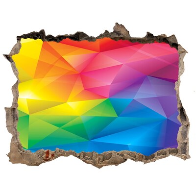 Zelfklevende muursticker 3D gat Een kleurrijke regenboog in de muur