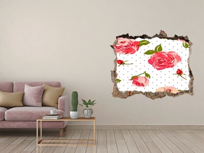 Zelfklevende 3D wandsticker illusie Bloemenmuur achter het gat