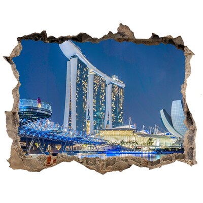 Zelfklevende 3D wandsticker illusie Moderne architectuur in Singapore