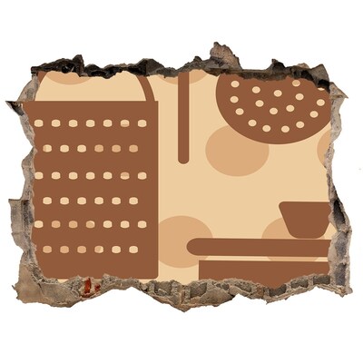 Zelfklevende 3D wandsticker illusie Interieur met een retro-thema