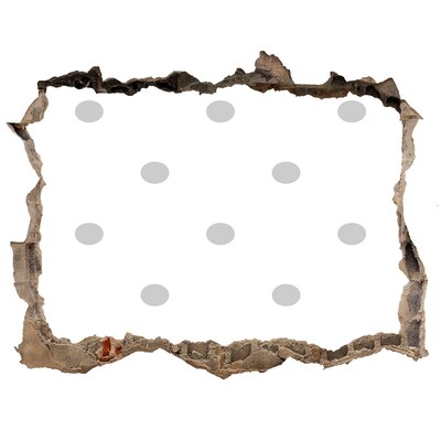 Wandsticker 3D doorkijk Een beschadigde muur met stippen