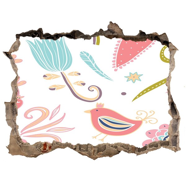 Zelfklevende muursticker 3D gat De kleurrijke wereld achter het gat