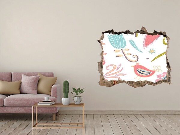 Zelfklevende muursticker 3D gat De kleurrijke wereld achter het gat