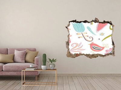 Zelfklevende muursticker 3D gat De kleurrijke wereld achter het gat