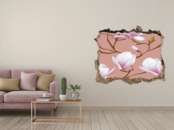 Wandsticker 3D doorkijk Bloemenmotief op de muur