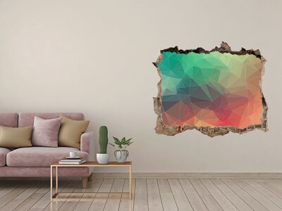 Zelfklevende 3D wandsticker illusie Kleurrijke geometrische vormen in een gat in de muur
