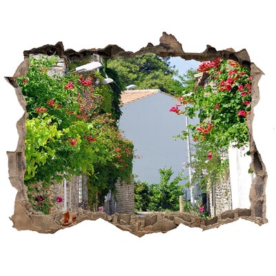 naklejka fototapeta 3D widok Urokliwa uliczka z kwiatami