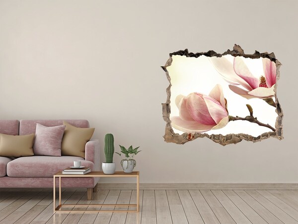 Wandsticker 3D doorkijk Magnoliabloem in beton