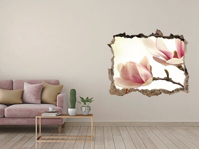 Wandsticker 3D doorkijk Magnoliabloem in beton