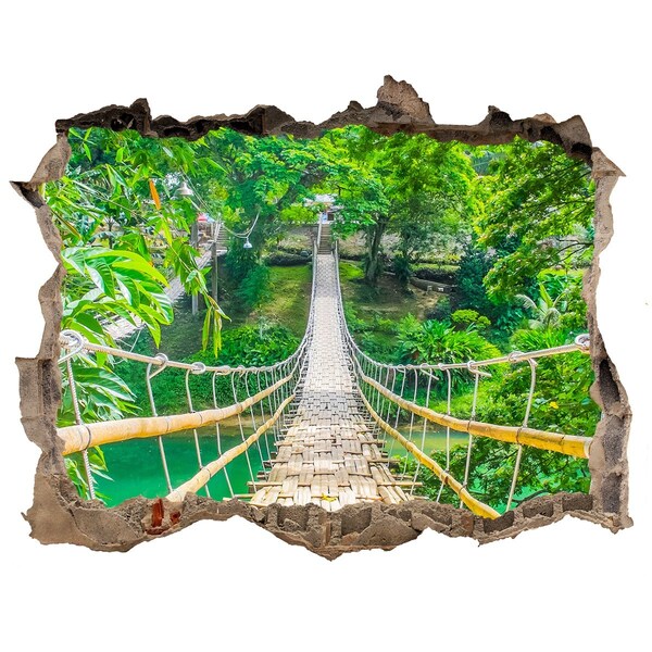 Wandsticker 3D doorkijk Brug in de jungle