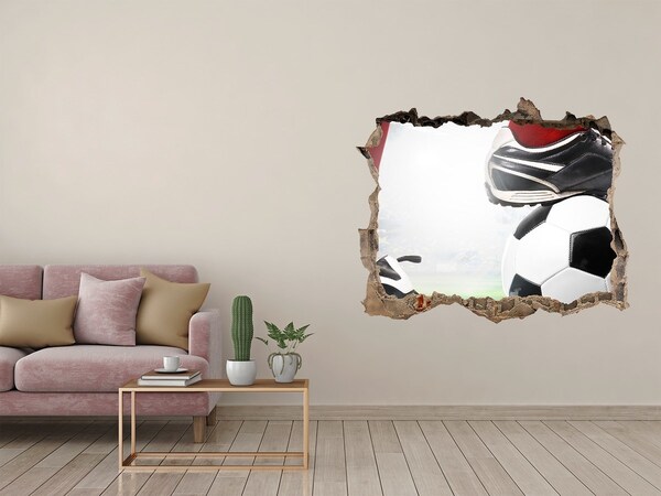 Wandsticker 3D gat met uitzicht Voetbalpassie tot ver buiten de muren
