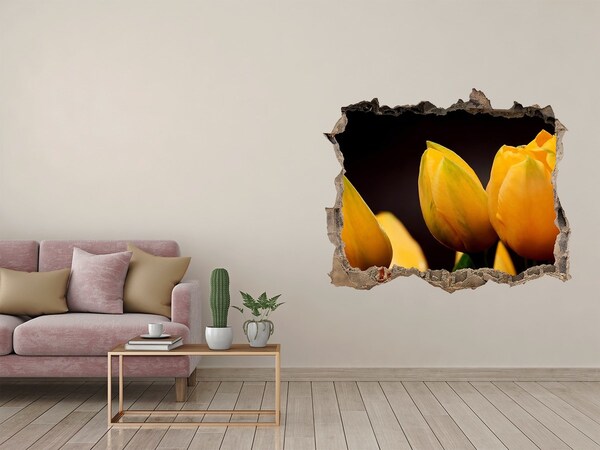 Zelfklevende muursticker 3D gat Bloemen in een gat in de muur