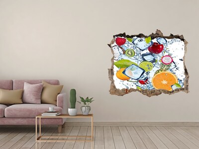 Zelfklevende 3D wandsticker illusie Fruitige ijswaterval