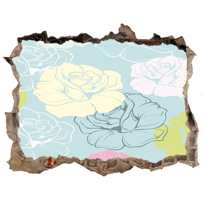 Zelfklevende muursticker 3D gat Hole in the Wall Bloemenmuurschildering