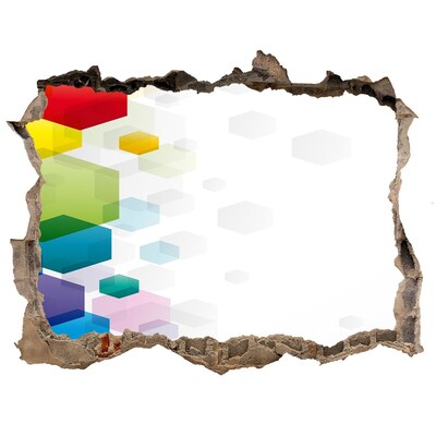 Wandsticker 3D gat met uitzicht Moderne abstractie in beton
