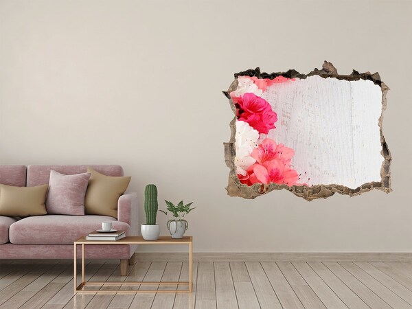 Zelfklevende muursticker 3D gat Een bloemenparadijs achter de muur