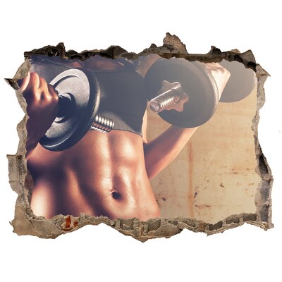 Wandsticker 3D doorkijk De sportschool in actie.