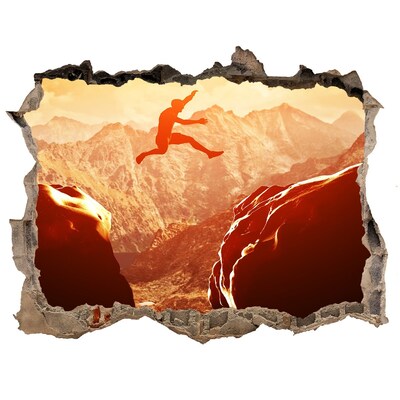 Zelfklevende muursticker 3D gat Spring in de afgrond