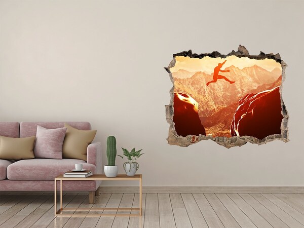 Zelfklevende muursticker 3D gat Spring in de afgrond