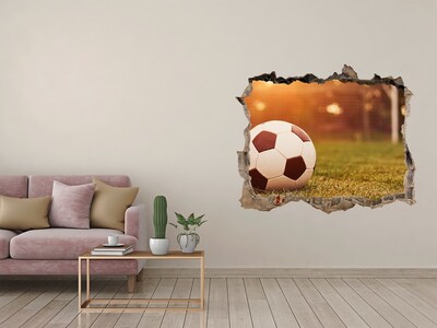 Zelfklevende 3D wandsticker illusie Voetbal op het veld