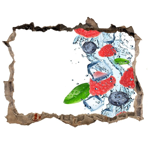 Wandsticker 3D gat met uitzicht Fruitcocktail met ijs